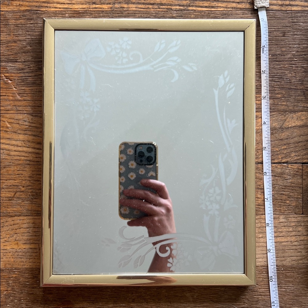 Gold Framed Ribbon & Floral Wall Mirror (8x10”)